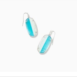 Kendra Scott Elle Intarsia Drop Light White Blue Mix Earrings